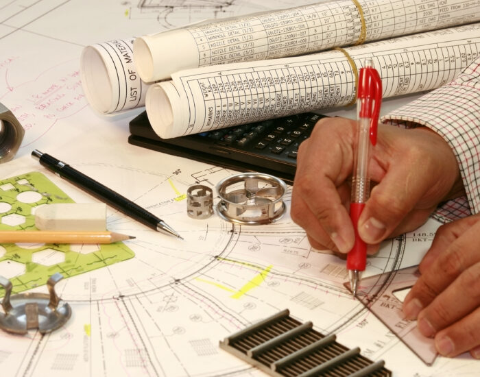 drafting of an engineering project with engineering tools